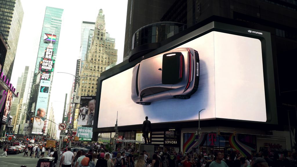 Hyundai IONIQ 6 ad on wall NYC