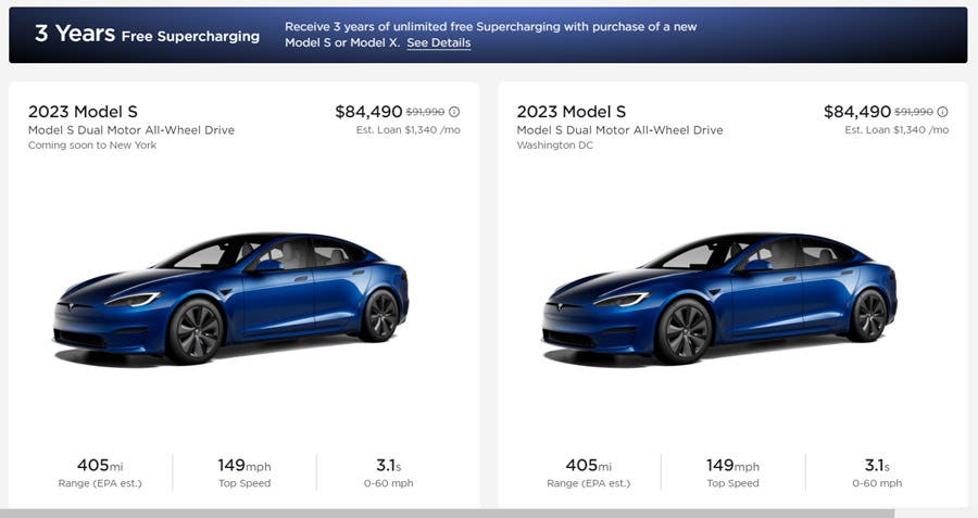 Model S in inventory at a Tesla store near you.