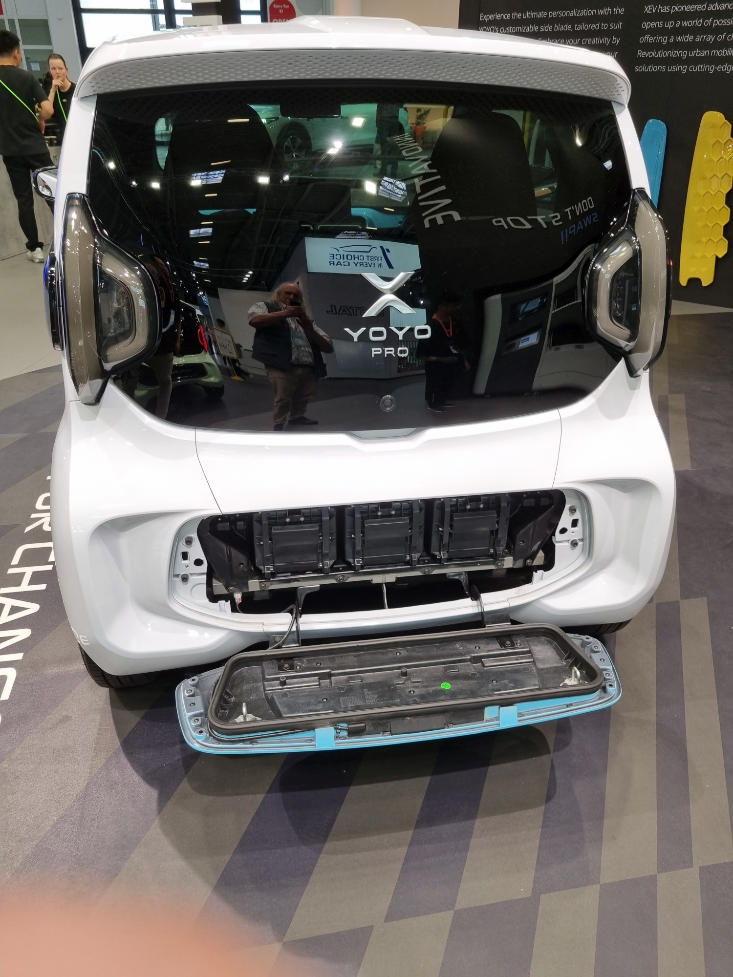 XEV rear view with open battery bay