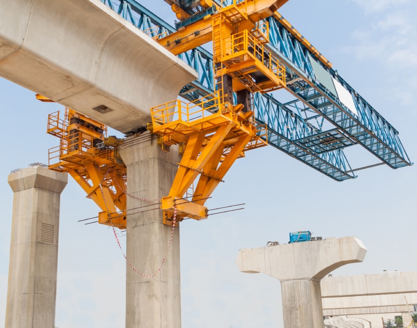 Construction of a mass rail transit line in progress