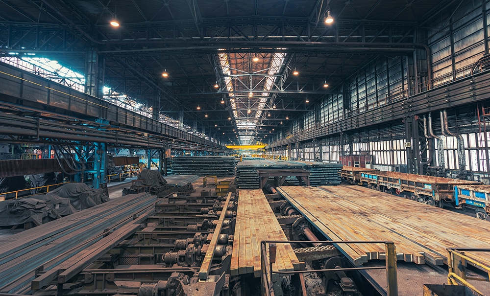 Ostrava steel manufacturing plant interior.