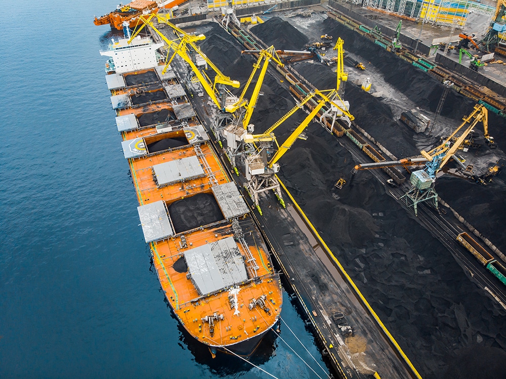 Coking coal onboard a ship.