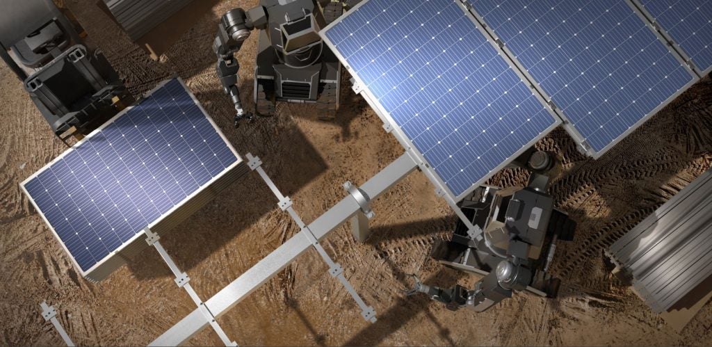 An image of RoboForce robots tending solar panels